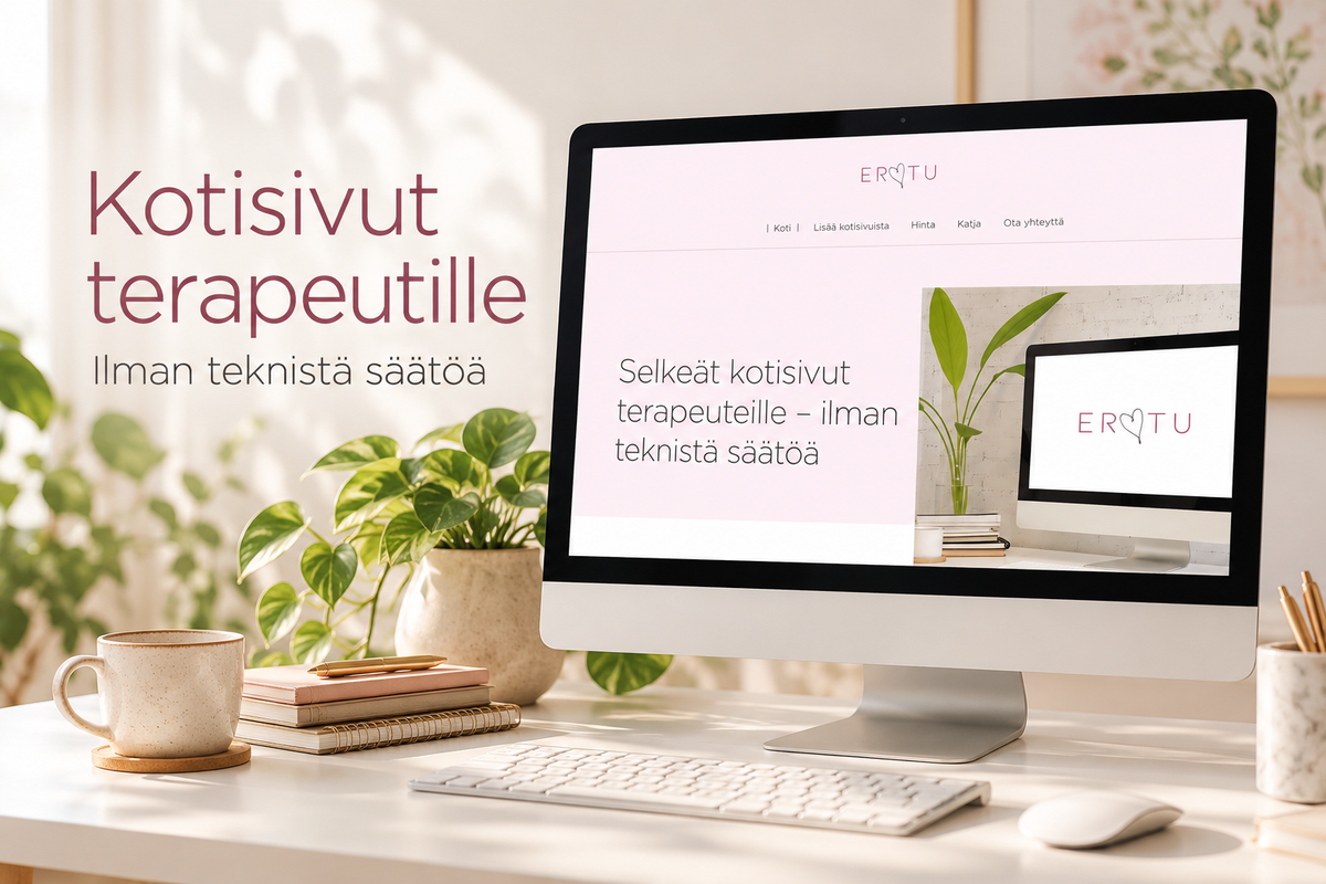 Kotisivupaketti terapeuteille Vakaaputiikki – vakauttavia työvälineitä aikuisten terapiatyöhön